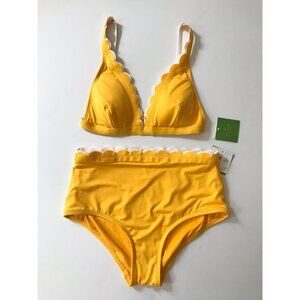 kate spade Yellow Scalloped Trim Bikini Set